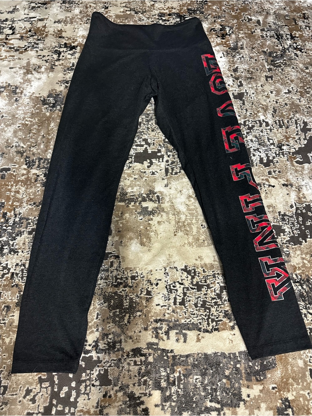 PINK Victoria’s Secret Black Leggings with Red Side Logo ‘love pink’